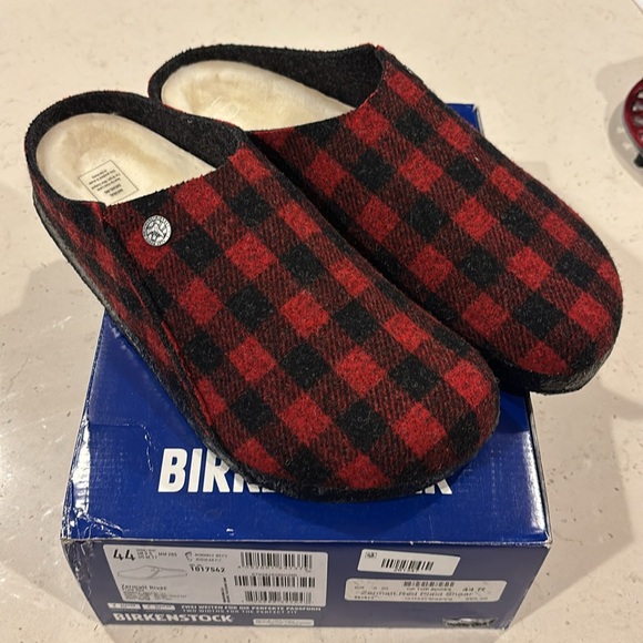 NWB Birkenstock Men’s Zermatt Rivet Red Plaid Shearling Lined Slipper -US11 (44) - Picture 2 of 11